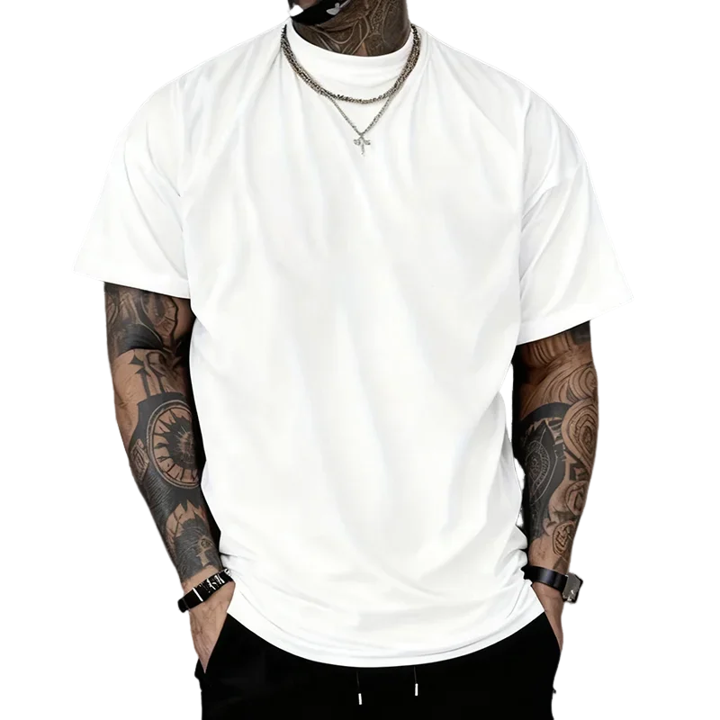 Herren-T-Shirt, hochwertig, 100 % Baumwolle, Rundhalsausschnitt, kurze Ärmel, klassisch, schwarz, weiß, reine Farbe, T-Shirts, Frühling, Sommer, lässig, cooles Oberteil