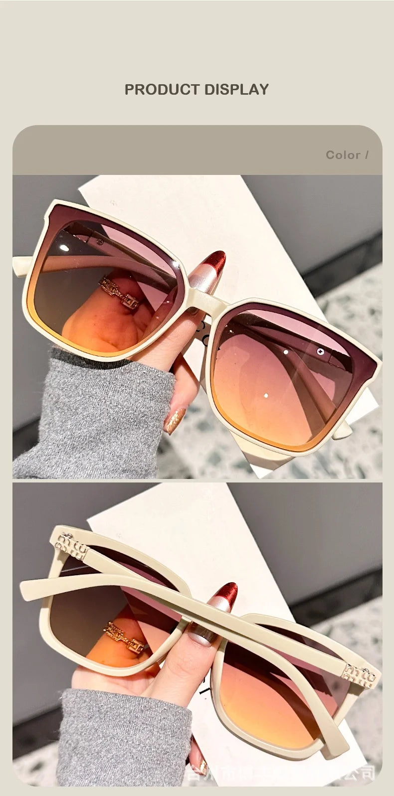 Neue Designer-Sonnenbrille mit großem, quadratischem, dünnem Rahmen und Tempelbügeln im High-End-Stil für Damen DS-8162