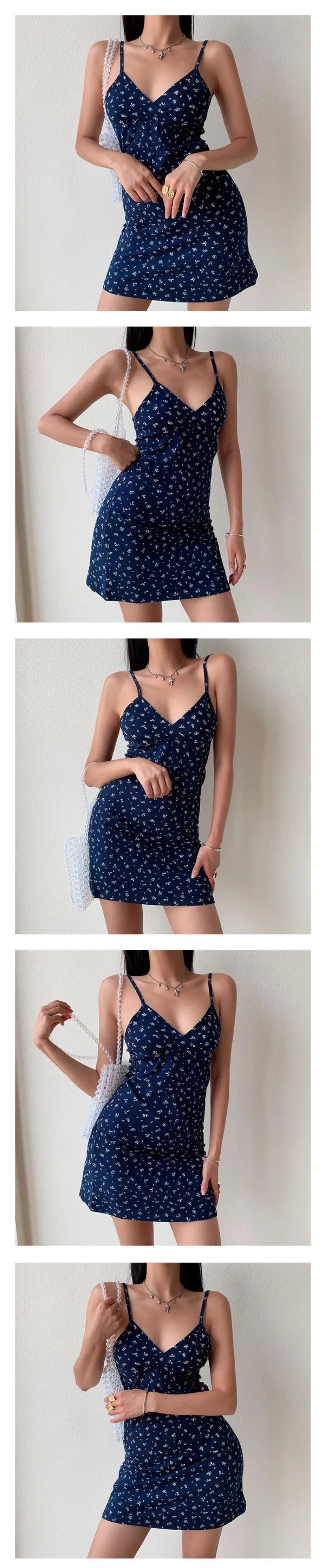 Vintage Floral Print Bodycon Mini Kleid Sommer Frauen V-ausschnitt Ärmellose Slip Mini Kleider CDPF-WYP-32