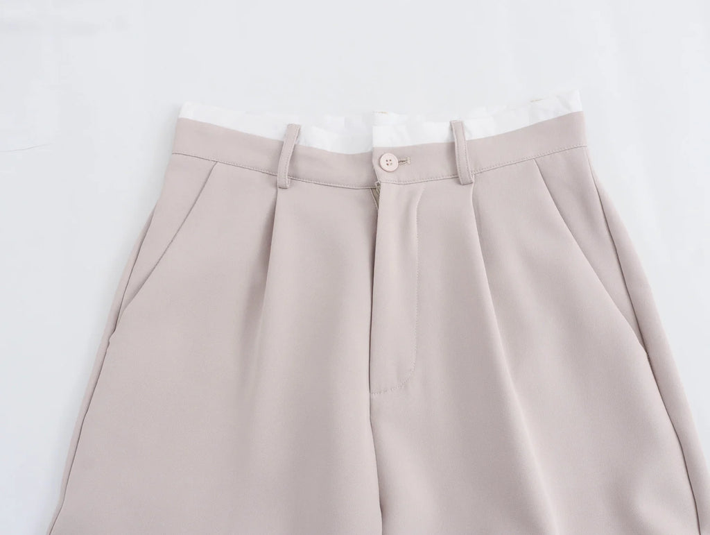 HH Frauen Fashion Solid Weste Hose Anzug Einreiher Halter Abgeschnitten Westen Top Hohe Taille Patchwork Hosen Büro Dame Sets
