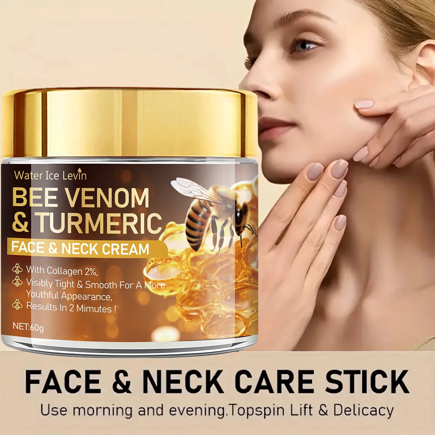 Bee Venom Instant Facial Lifting Cream strafft und strafft die Haut, glättet die Haut |     Alkoholfrei, mit Hyaluronsäure, geeignet für alle Hauttypen