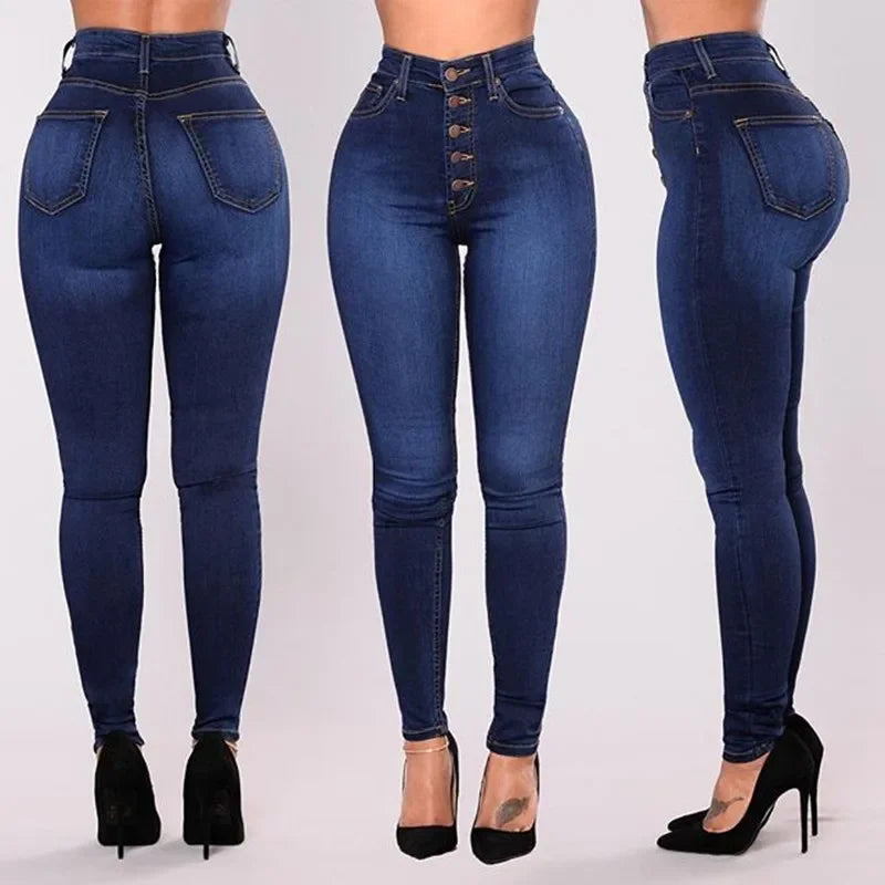 Jeans Für Frauen Hohe Taille Push-Up Jeans Hohe Elastische Stretch Damen Mom Jeans Weibliche Gewaschen Denim Dünne Bleistift Hosen