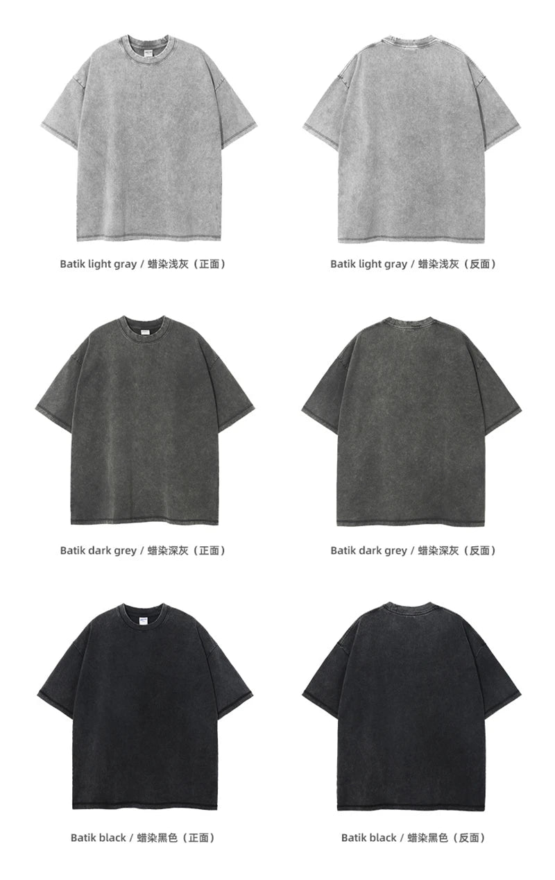 ZODF Neue Sommer Batik Gewaschen T-Shirts Für Männer Unisex Retro Lose High Street 275gsm Baumwolle T Shirt Marke Design HY0594