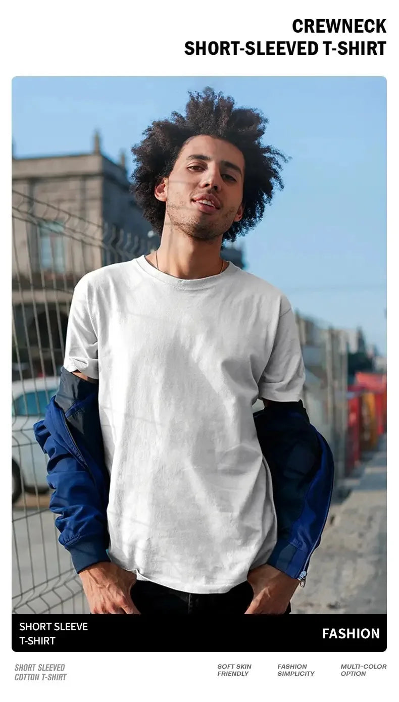 12 Farben übergroßes schweres T-Shirt für Herren, Sommer-Kurzarm-T-Shirt, 100 % Baumwolle, schlichtes Oberteil, lässige Herrenbekleidung