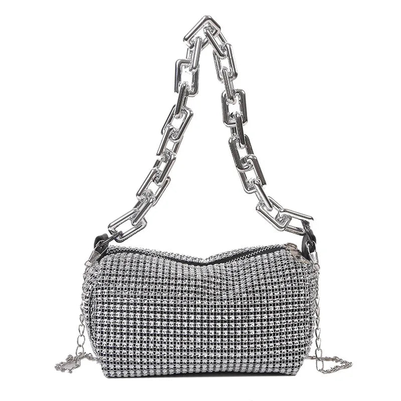 Allover-Beuteltasche mit Strasssteinen, Balltasche mit Glitzerkette, Mini-Umhängetasche für Damen (6,3 x 3,54) Zoll).