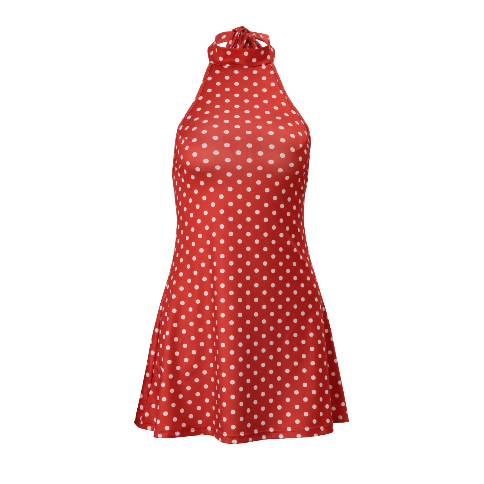 Polka Dot Elegante Off Schulter Ärmellose Backless Hohe Taille Halter Mini Kleid Y2K Sommer Fashion Club Party Vestidos