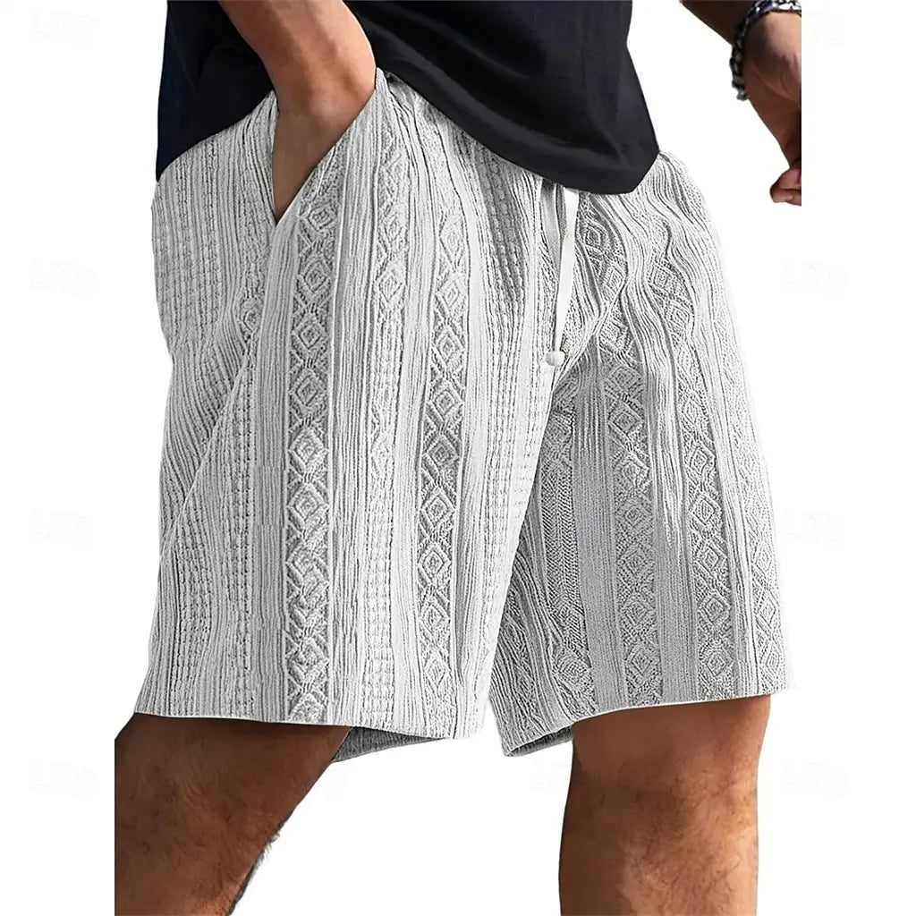 Lässige Shorts mit strukturiertem geometrischem Streifenmuster im minimalistischen Stil für den Alltag und sommerliche Freizeitausflüge mit bequemer Passform
