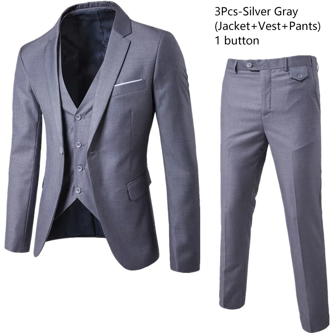 Anzüge für Männer, 3-teiliges Set, elegante Hochzeit, modisch, klassisch, volle Jacken, Weste, Hosen, Blazer, Outfit, 2025, formelles Kostüm