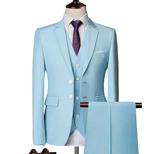 Suits For Men 3 Pieces Set Elegant Wedding  Fashion Classic Full Jackets Vest Pants Blazers Outfit 2025 Formal Costume