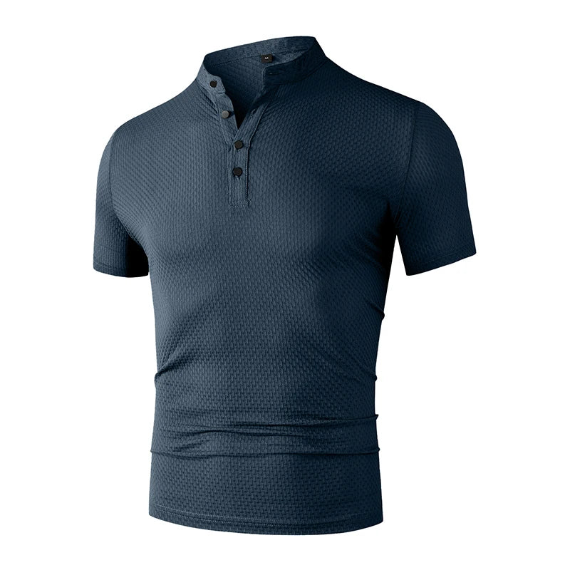 Herren Business Casual Kurzarm POLO Shirt Knochen Blume Einfarbig Atmungsaktiv Bequem Mode Sommer Vielseitig Top