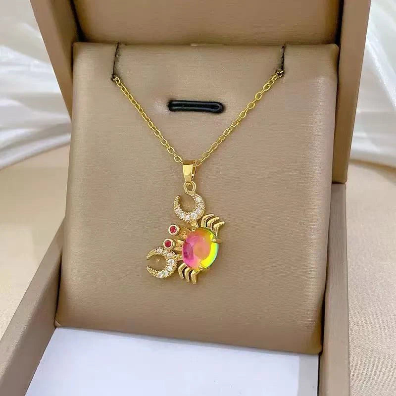 EILIECK 316L Edelstahl Glanz Zirkonia Schwan Anhänger Halskette Gold Farbe Textur Metall Personalisierte Schmuck Halskette