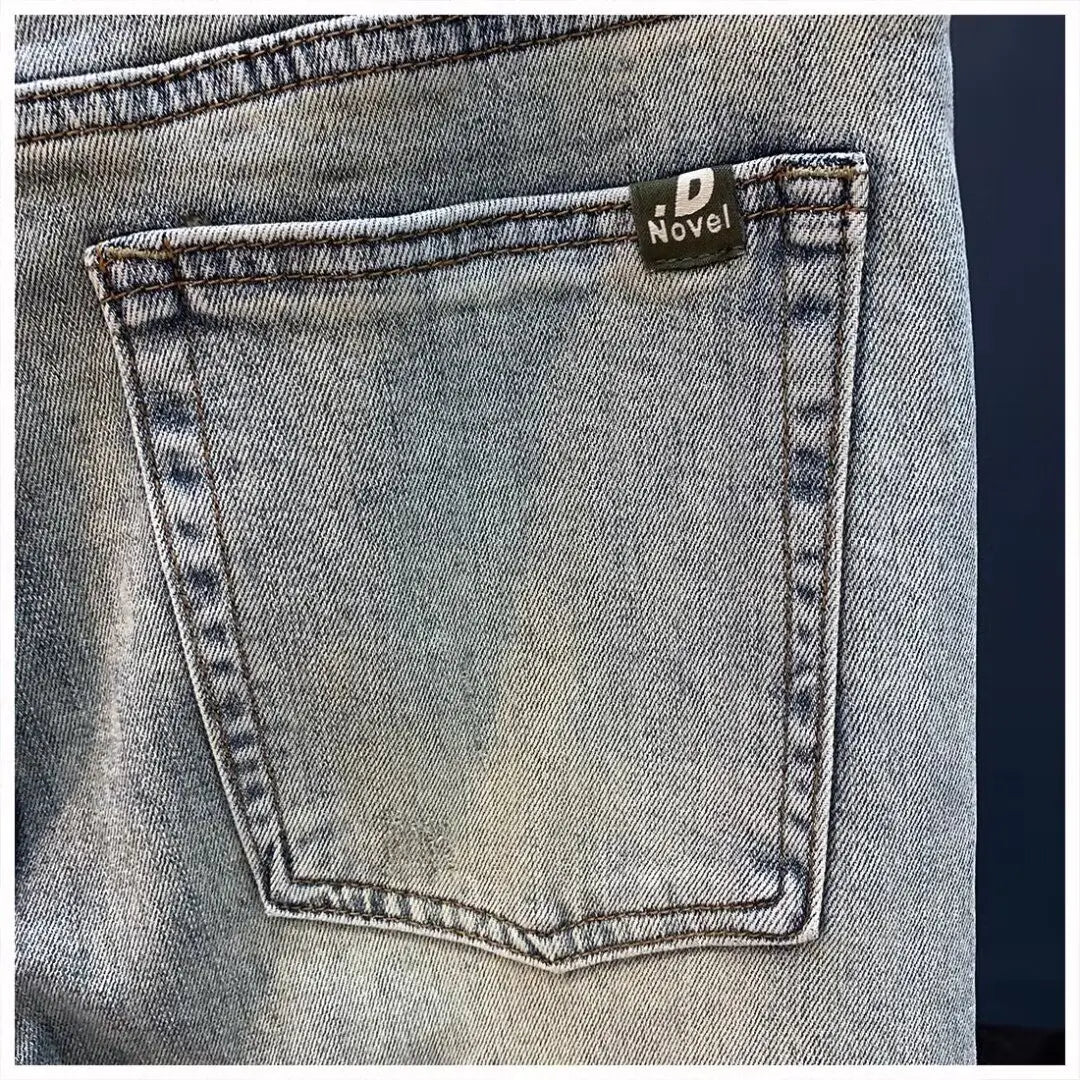 Jeans für Herren 2025, Frühling und Herbst, kleine zerrissene Jeans, Herren-Vintage-Hosen, trendige Marke, Harlan-Männerkleidung, Streetwear-Kleidung