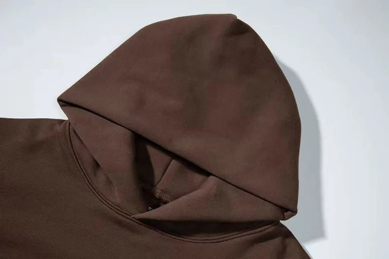 Autumn Winter High Street Oversized Kanye West Hoodie Men Women 1:1 Solid Color Black Brown Red Blue Pullover Streetwear Hooded
