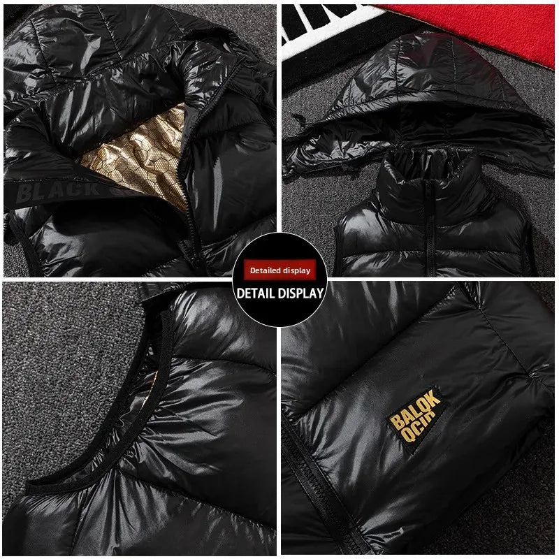 Männer Verdickte Daunen Baumwolle Weste Helle Oberfläche Mode Marke Warme Herbst Winter Oberbekleidung Schulter Pad Weste Jacke