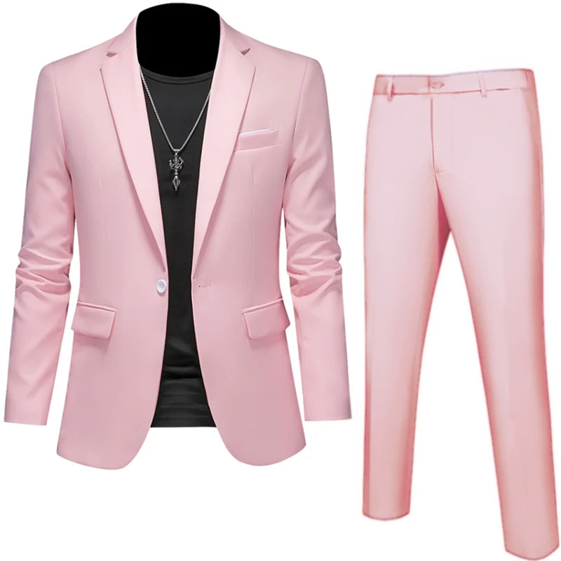 Plus Size 6XL 5XL Herrenanzug Mantel + 2-teilige Hose/Business Fashion Bürokleid/Slim Fit Hochwertiges Bräutigam-Hochzeitskleid-Anzug-Set