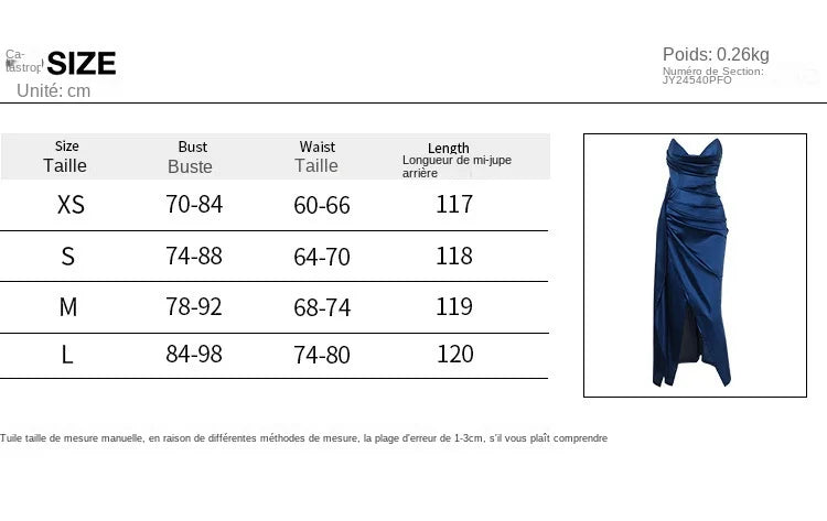 Elegantes Trägerloses Einfarbiges Abendkleid Schickes Satin-Korsettkleid für Damen V-Ausschnitt Geschlitztes Blaues Langes Kleid Damen Sommer-Partykleid