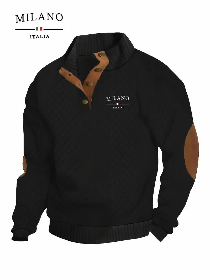 Henry Hoodie mit einem italienischen Mailand-Muster ist ein warmer, weicher und hautfreundlicher Herbst- und Winterpullover für Herren