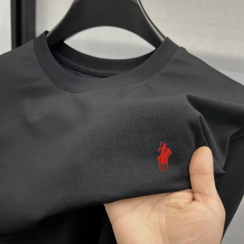 2026 Sommer Herren Strick-Baumwoll-T-Shirt mit kurzen Ärmeln – Modisch, bequem und atmungsaktiv bedrucktes Oberteil