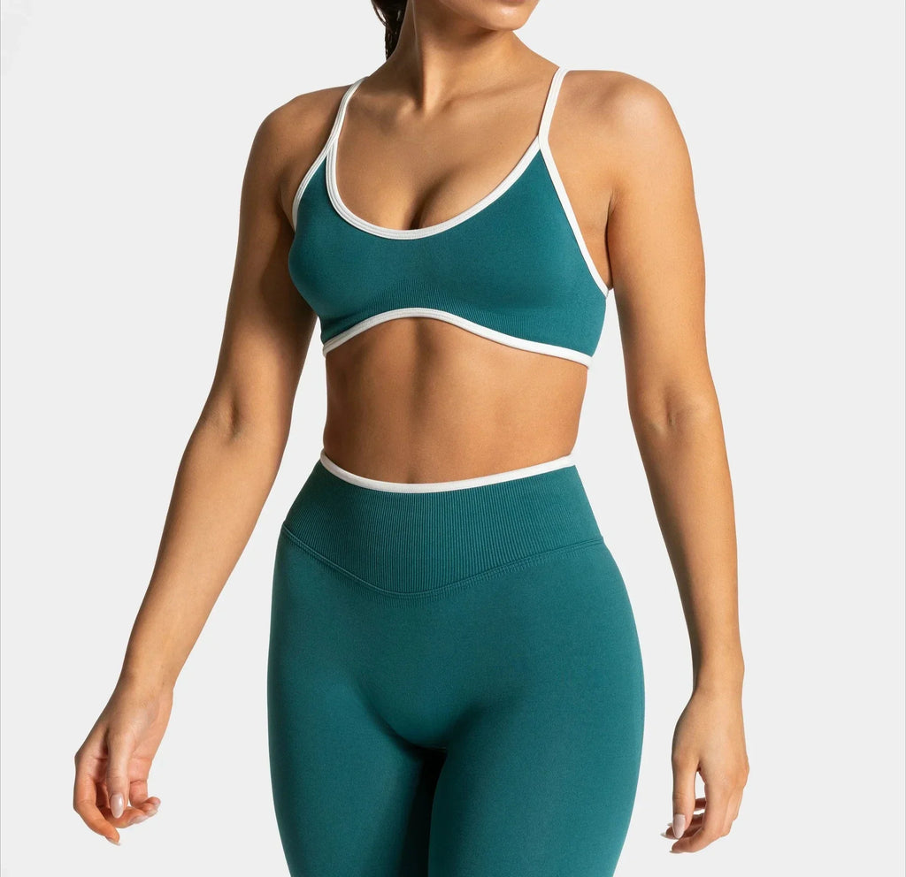 Summer Women's Solid Color Sports Suspender Bra Sexy Backless Knit with Chest Cushion Suspender Yoga Fitness Top