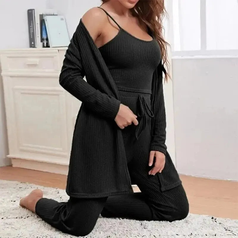 3 Stück Frauen setzt Sling Tops Hosen Robe Pyjama Lounge Home Wear Pyjama für Femme Slim Fit Lounge wear