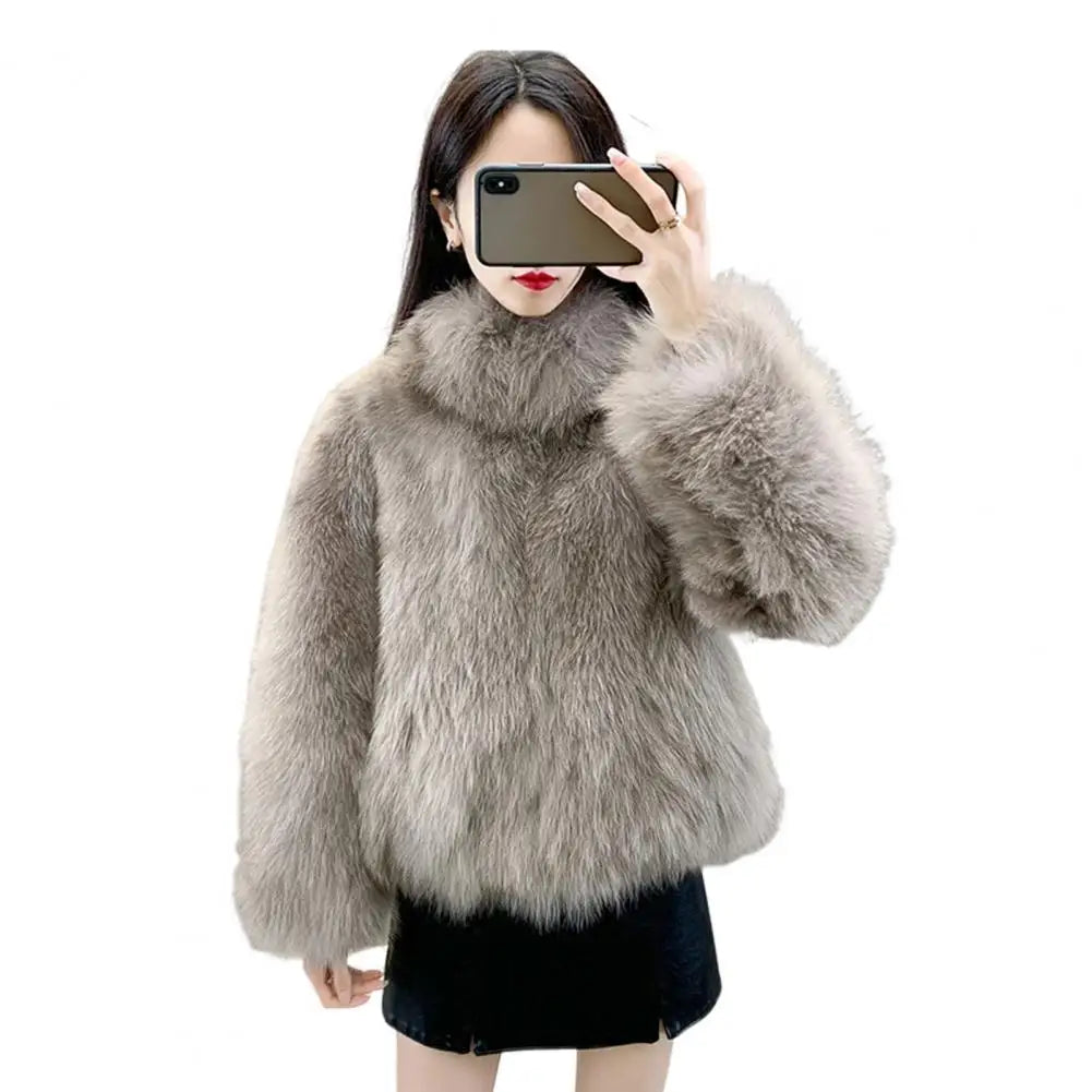 Herbst Winter Übergroßen Lose Beiläufige Luxus Weichen Dicken Warmen Haarigen Faux Mantel Frauen Langarm Flauschigen Jacke 2024