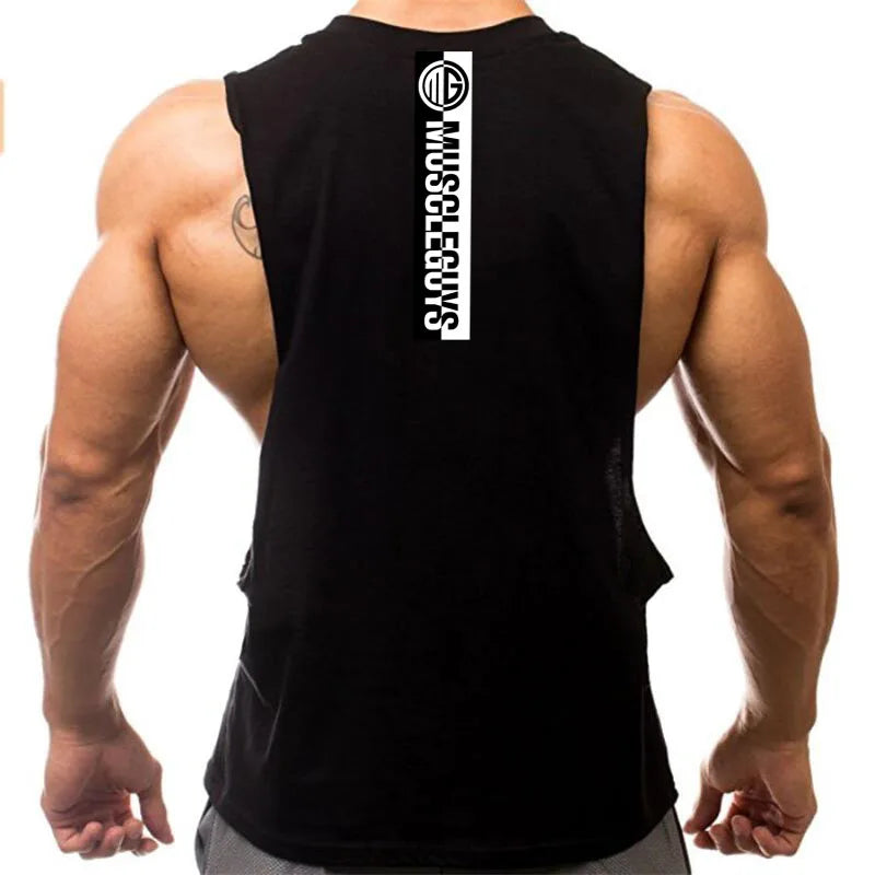 Gym Fitness Workout Laufen Tank Tops Sommer Casual Baumwolle Atmungsaktive Ärmellose Westen Herren Bodybuilding Muscle Sport T-shirts