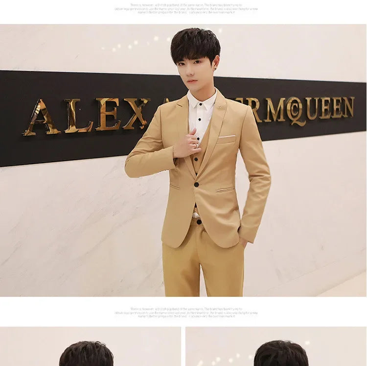 Western-Stil Herrenanzüge Grenzüberschreitende Großhandel Neue Ankunft Abnehmen Dreiteiliges Set Koreanische Version Business Professionelle Kleid