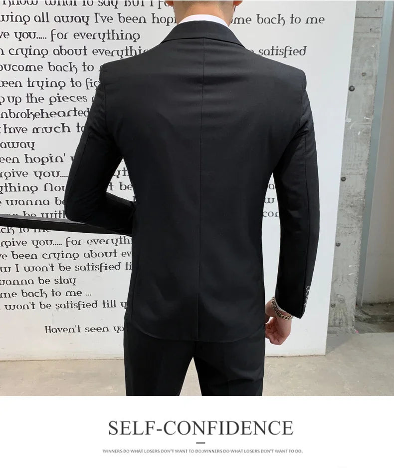 Anzug Upgrade des neuen Stoffes Herren Business Gentleman Fashion Slim Work Solid Color Plus Size Fair Dress Hochzeit Trauzeugenanzug