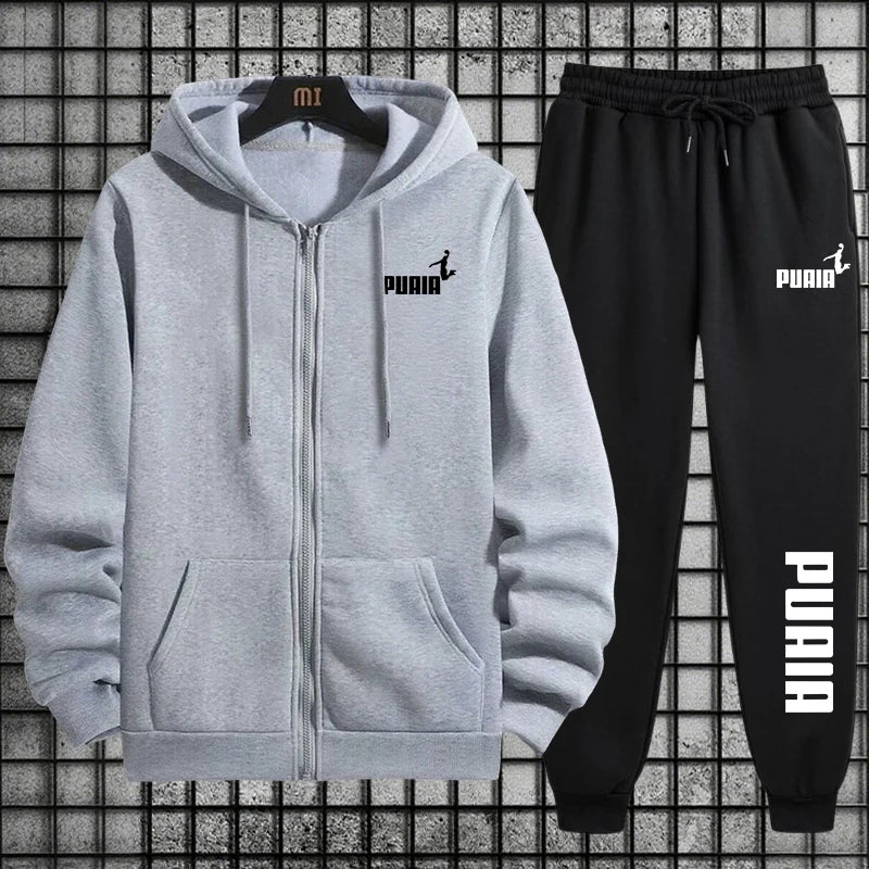 Neu im Damen-Trainingsanzug, Trenddruck, Kapuzenpullover, Hosen, 2-teiliges Set, lässiger Reißverschluss, Mantel, Anzug, Alltagskleidung, Herbst und Winter