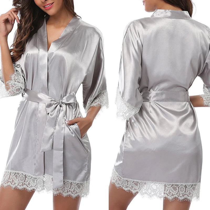 1-teilige Damen-Unterwäsche, glänzende Robe, Pyjama, Eisseide, Übergröße, Nachthemd, Homewear, Modetrend