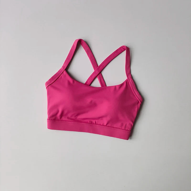 Slim Shoulders Sexy Yoga Vest Fixed Cup Medium Intensity Sports Underwear Suspender Beauty Back Shock-proof Integrated Chest Pad