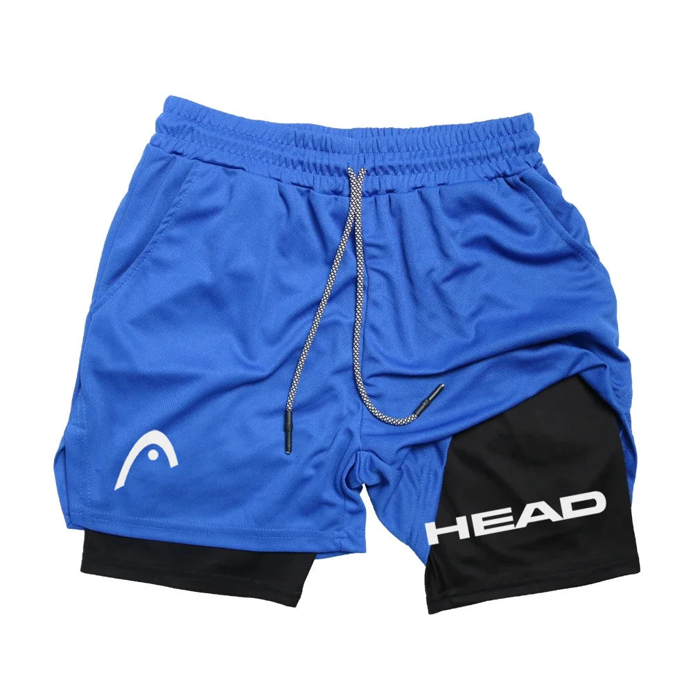 Anime Berserk Head Laufshorts für Herren, Fitness, Fitnessstudio, Training, 2-in-1, Sport, schnell trocknend, Training, Joggen, Doppeldeck, Sommer