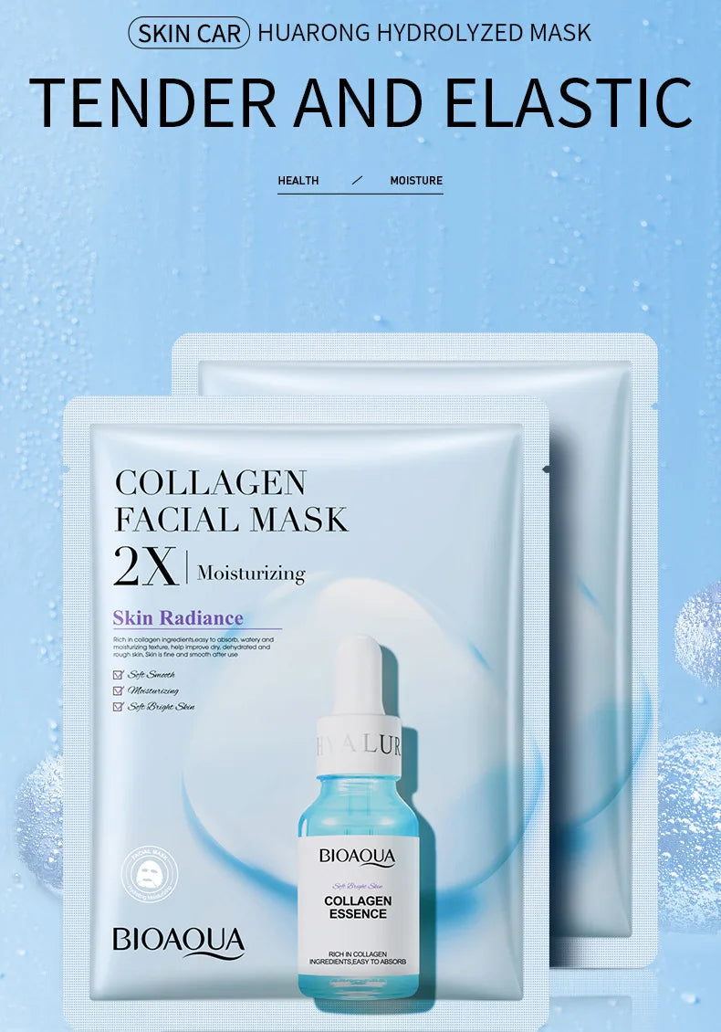 20 Stück BIOAQUA Centella Kollagen Gesichtsmaske Feuchtigkeitsspendende erfrischende Blattmasken Hyaluronsäure Gesichtsmaske Hautpflegeprodukte