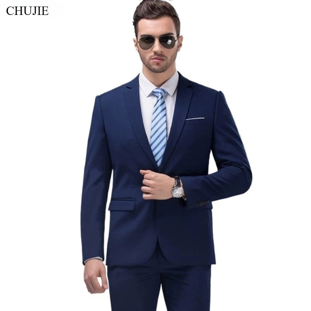 Men Suits Set Jackets Pants 2 Pieces Elegant For Wedding Slim Fit Blazers Formal Outfit Fashion Classic Full 2025 Costume
