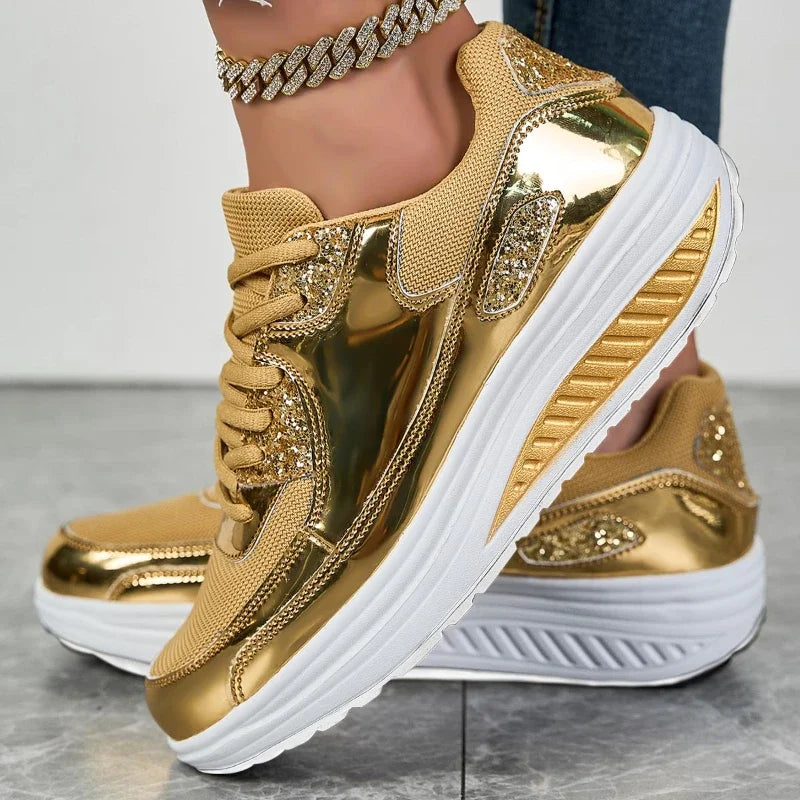 Mesh Breathable Women Casual Sneakers Lace-up Vulcanized Shoes Ladies Platform Sneakers Female Shoes Plus Size Zapatos De Mujer