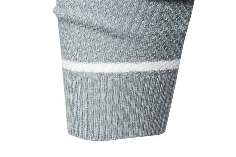Autumn and winter men's casual striped men's sweater pullover, color blocked round neck embroidered men's European size knitted