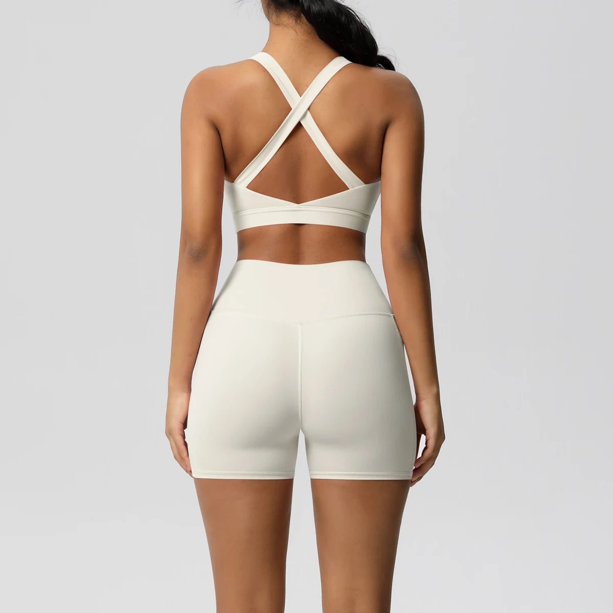 2PCS Sportswear Mit Taschen Yoga Set Gymnastik Kleidung Yoga Anzüge Für Frauen Trainingsanzüge Sport Shorts Crossover Bh Gym Leggings