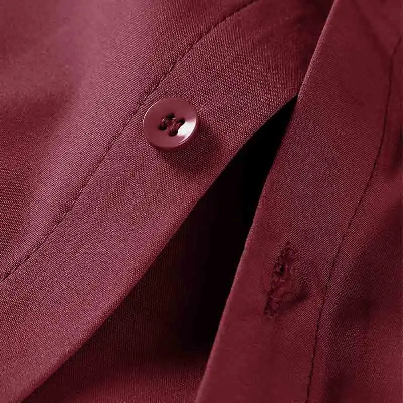 Neues, langärmliges, einfarbiges Business-Casual-Hemd für Herren, knitterfrei, knitterfrei, bequem, vielseitiges Oberteil für die ganze Saison