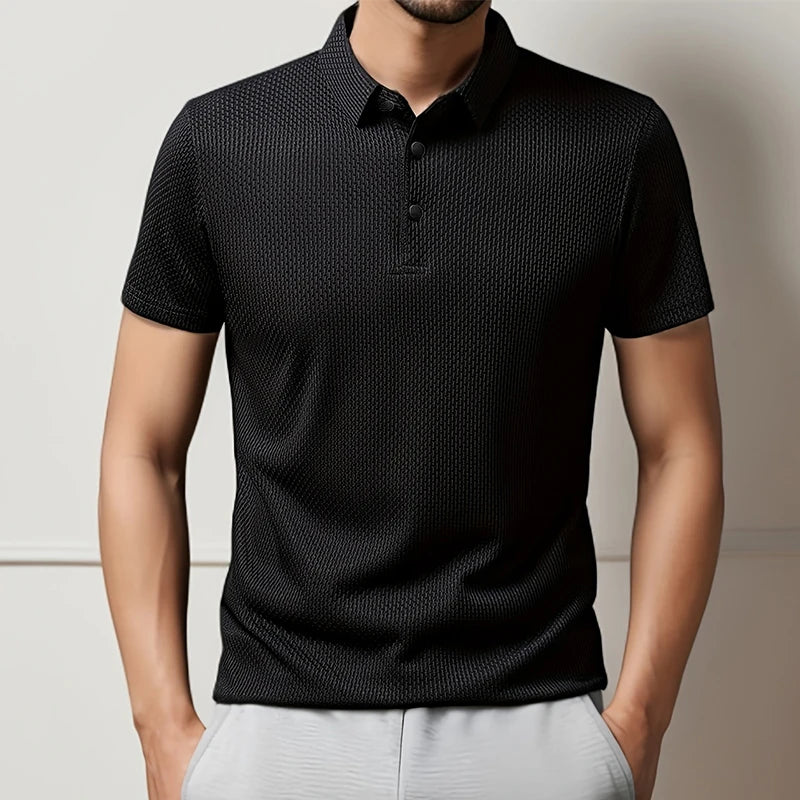Neue männer Business Casual Kurzarm Knochen Blume Einfarbig POLO-Shirt Mode Atmungsaktive Komfortable Sommer Vielseitig Top