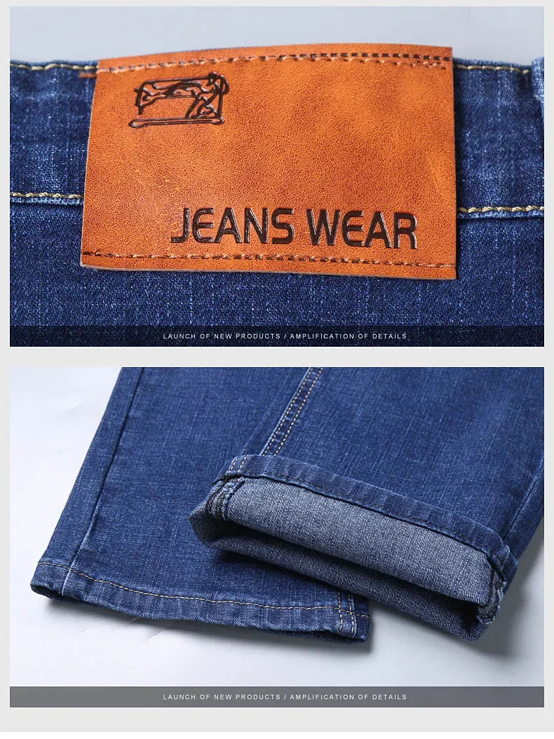 Männer Frühling Herbst Vintage Schwarz Business Jeans Männer Casual Gerade Stretch Klassische Arbeit Denim Hosen Bequeme Hose
