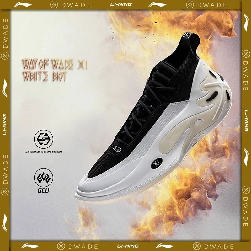 Li-Ning Herren WAY OF WADE 11 WHITE HOT Professionelle Basketballschuhe mit Carbonplatte und Dämpfung, Indoor-Sneaker ABAU049