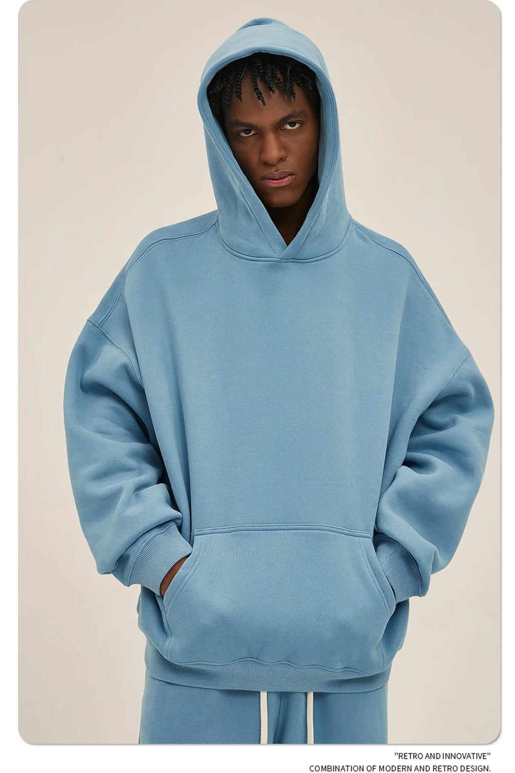 Winter Solid Color Hoodie Hip Hop Plush Hooded Sweatshirts Oversized Pullover Harajuku Custom Casual Hoodies Tracksuit Men Women