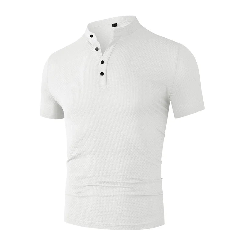 Herren Business Casual Kurzarm POLO Shirt Knochen Blume Einfarbig Atmungsaktiv Bequem Mode Sommer Vielseitig Top