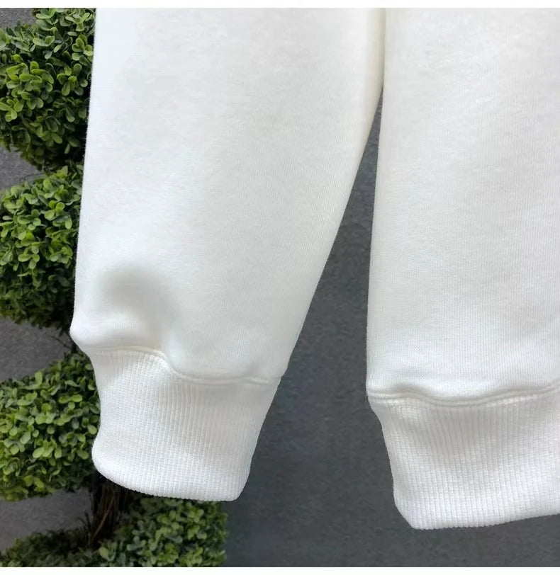 Pajamas Simple Solid Color Hoodie New Round Neck White Spring Autumn Pure Cotton Long Sleeve T-shirt Base Clothing Trend Fashion