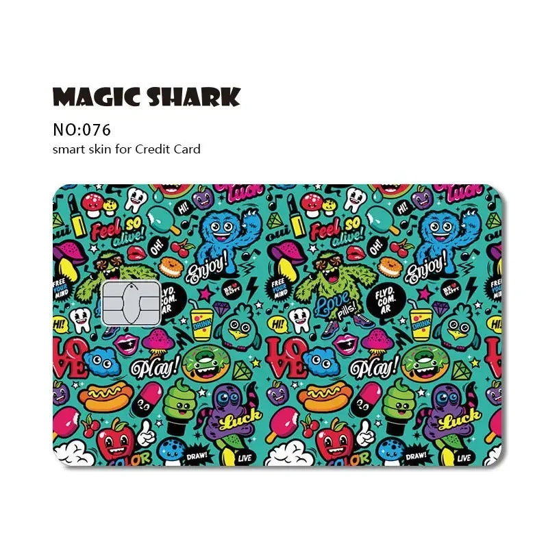 Magic Shark Bat Skull Graffiti Tiger PVC Soft Sticker Film Skin Cover für Debit Credit Card Waterproof