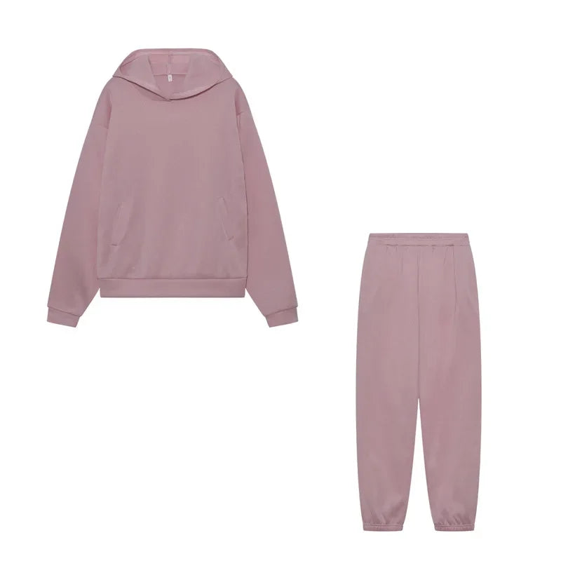 Plus Size 2024 Autumn/Winter Amazon Cross-Border Women's Fashion Casual Thickened Long Sleeve Sweatshirt Trousers Two-Piece Suit