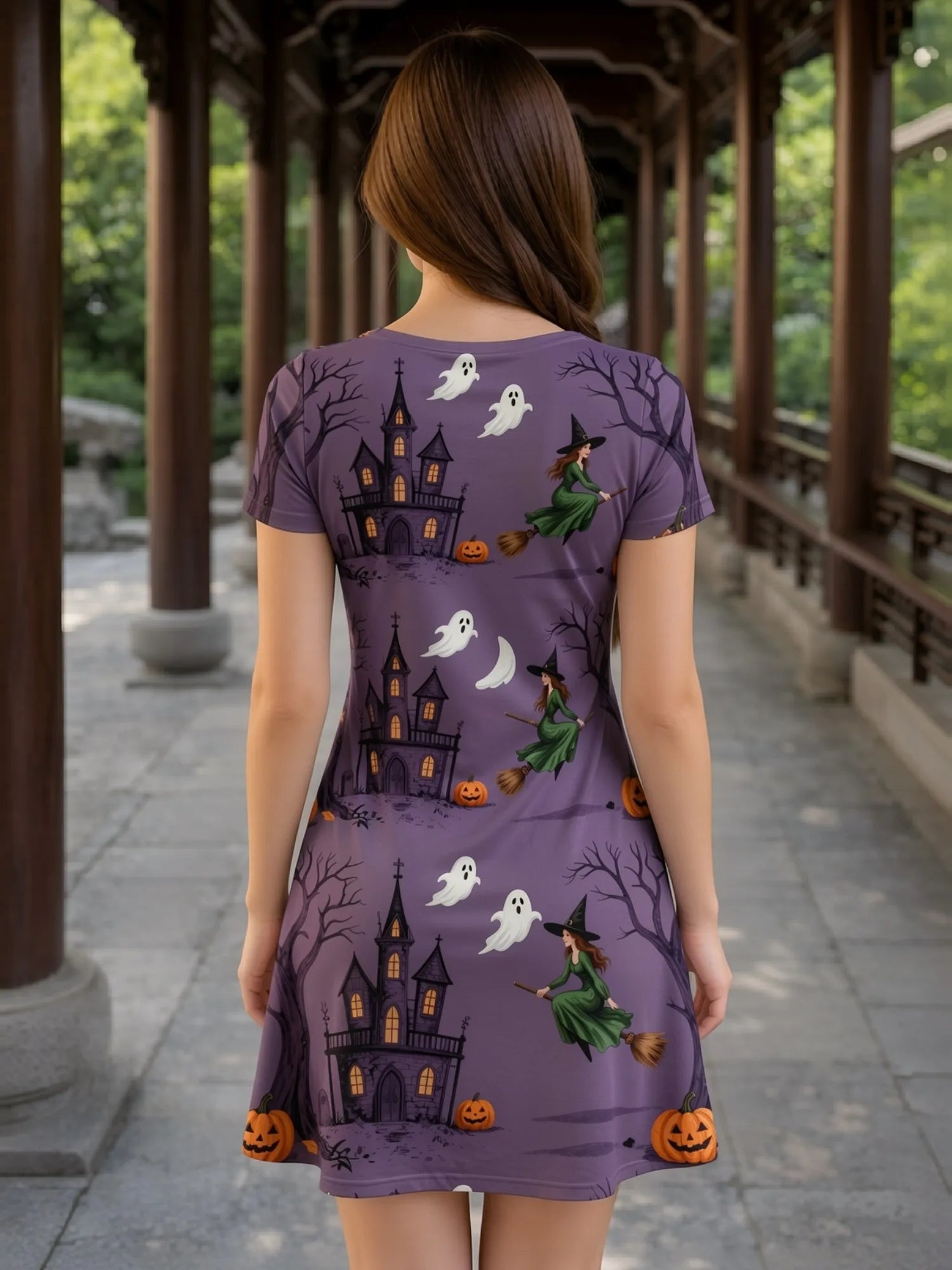 Damen-Kleid mit V-Ausschnitt und kurzen Ärmeln, Blumenmuster, lässig, für Wochenendreisen, Sommer, Sonnenkleid, Outfit, süß, modern, niedlich, frisch, Freizeit, Alltag, Party
