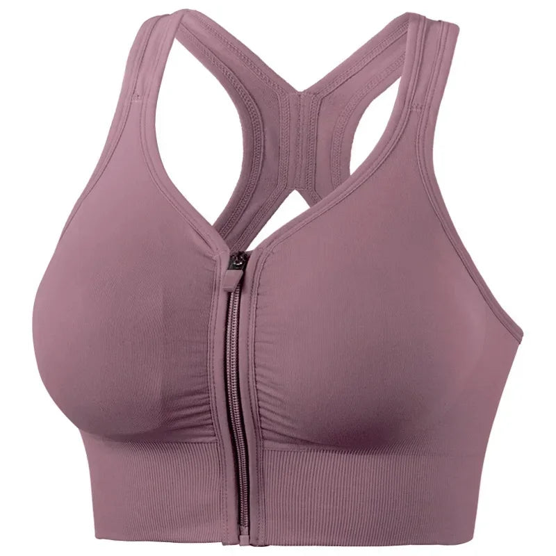 CZGUKE Running Fitness Sports Bra Front Zipper Women's Underwear Shockp roof Top Bra Breathable Seamless Yoga Bra
