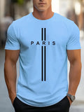 3D-gedrucktes lockeres Sommer-T-Shirt für Herren, lässiges enges T-Shirt mit Rundhalsausschnitt und Paris-Aufdruck, kurzärmeliges T-Shirt