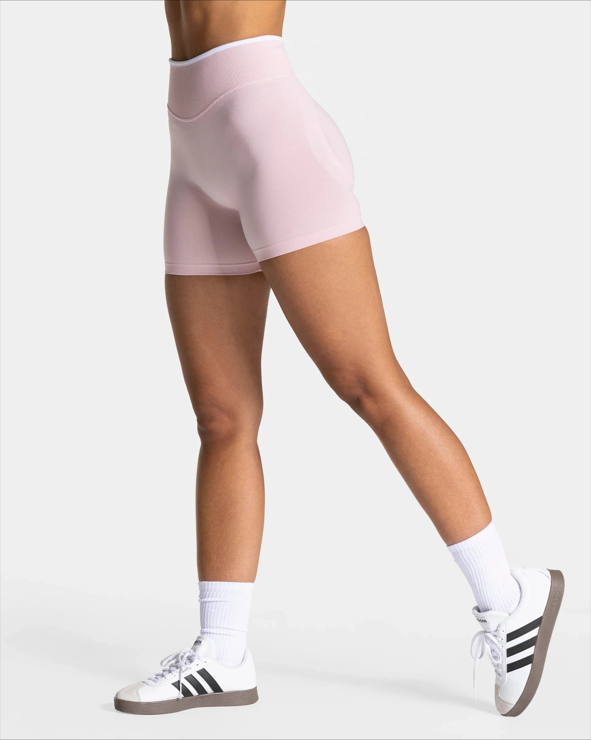 Frauen Nahtlose Gym Einfarbig Sport Shorts Weiß Taille Enge Hohe Taille Hüfte Heben Yoga Hosen Laufsport Shorts